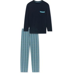 SCHIESSER Comfort Nightwear pyjamaset - heren pyjama lange organic cotton ruiten admiral - Maat: 4XL