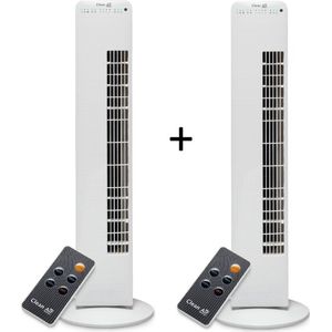 Clean Air Optima® 2 stuks CA-405 - Luxe Torenventilator - Ventilator met Ionisator - Dynamische luchtstroom - Krachtige luchtstroom, Zacht wuivende palmbries en Slaapmodus