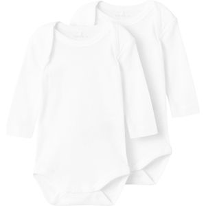 name it NBNBODY 2P LS SOLID WHITE NOOS Unisex Rompertje - Bright White_ - Maat 62
