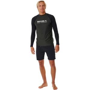 2025 Rip Curl Heren Shock UV Long Sleeve Rash Vest - Zwart Marl