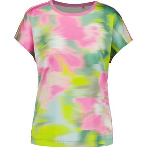 GERRY WEBER Dames Shirt met korte mouwen van een materiaalmix Lila/Pink/Grün Druck-48