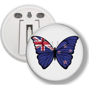 Button Met Clip - Vlinder Vlag Nieuw Zeeland
