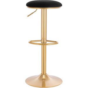Barkruk - Zwart/goud - Velvet - Verstelbaar - Zonder rugleuning - 38x(61-82)cm