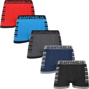Gianvaglia Boxershort 5-pack Heren 'Multicolor' Maat M/L met Strepen (92179)