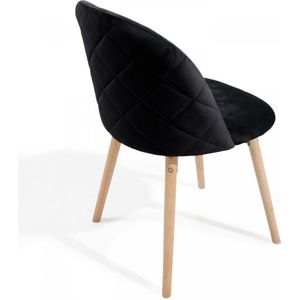 Miadomodo Eetkamerstoelen - Velvet - Fluweel - Houten Poten - Set van 6 - Zwart