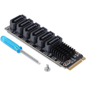M.2 Naar SATA3.0 Adapterkaart - 6 Gbps Hoge Snelheid ASM1166 - Ondersteuning voor 6 SATA-apparaten - Thunderbolt-uitbreiding voor OS X