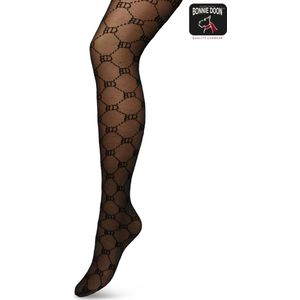 Bonnie Doon Geruite Panty 60 Denier Zwart Dames maat S/M - BD logo - Ruitjes Patroon - Bonnie Doon Print - Gladde Naden - Maximaal Draagcomfort - Bonnie Doon Tights - Chique Panty - Feestelijk - Black - BP221901.101