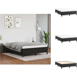 vidaXL Bedframe Kunstleer Zwart - 203x143x35 cm - Duurzaam - Ondersteunende poten - Multiplex lattenbodem - Matras apart verkrijgbaar - Bed