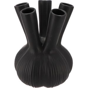 Zwarte vaas - Tulpenvaas - Toetervaas - 16x19 cm - Bloemen vaas - Vaas - Natuurlijk Bloemen