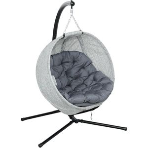 Imperatoris - Opvouwbare Egg Hangstoel - Cocoon - Hangstoel met Standaard - Voor Binnen en Buiten - Geschikt voor Tuin en Balkon - Comfortabele Garden Hangstoel - belastbaarheid 120 kg (Grijs)