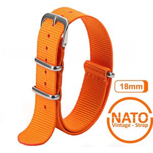 18mm Nato Strap Oranje - Vintage James Bond - Nato Strap collectie - Mannen - Horlogebanden - 18 mm bandbreedte voor oa. Seiko Rolex Omega Casio en Citizen