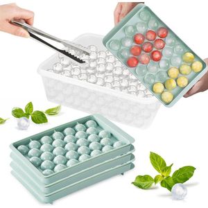 Ronde ijsblokjesmaker - deksel en container voor diepvriezer - 99 stuks - ijsballenmaker met tang