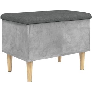 vidaXL Opbergbankje 62x42x46 cm bewerkt hout betongrijs - Opbergbankje - Opbergbankjes - Schoenenbankje - Halbankje