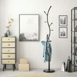 Minimalistische Stijl Kapstokken - 9 Haken - Zwart - Metaal - 185 x 32 x 32 cm - Gang Decoratie - Kleding Hangers Kapstok