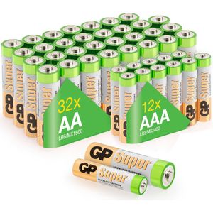GP Super Alkaline Multipack 32 x Mignon AA + 12 x Micro AAA