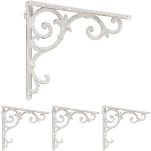 plankdrager - set van 4 - 24,5 cm - gietijzer - wit