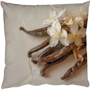 Sierkussens - Kussentjes Woonkamer - 45x45 cm - Vanille - Bloemen - Beige