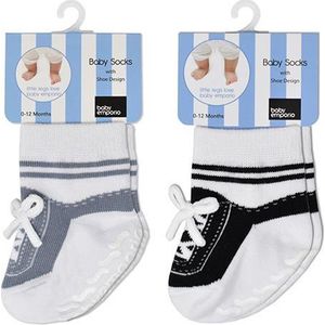 Stepping Out Sneaker sokjes-lichtblauw-voor baby 0-12 maanden. Witte vetertjes-Anti slip zooltjes-Kraamcadeau-Baby shower