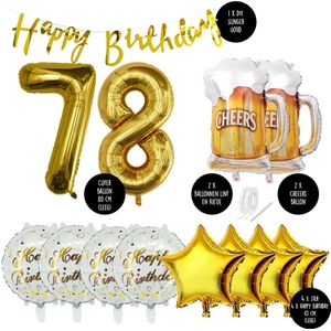 78 Jaar Verjaardag Cijfer ballon Mannen Bier - Feestpakket Snoes Ballonnen Cheers & Beers - Herman