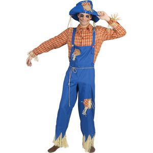 Funny Fashion - Monster & Griezel Kostuum - Vogelverschrikker Crowman Kostuum - Blauw, Oranje - Maat 52-54 - Halloween - Verkleedkleding