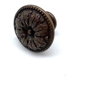 Knop Brons Antiek rond Eikenbladeren 20mm