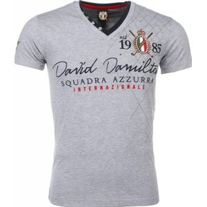Italiaanse T-shirt - Korte Mouwen Sjaalkraag Heren - Royal Club - Grijs
