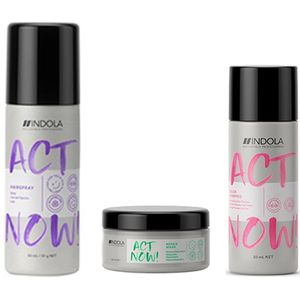 Indola Act Now- Reisverpakking - Shampoo 50ml + Hairspray 50ml + Masker 30ml - Vakantie - Hotel - Camping