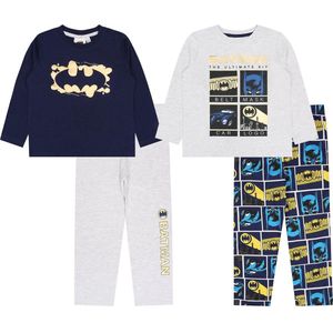 2x Grijze en marineblauwe pyjama voor een jongen met lange mouwen BATMAN, OEKO-TEX gecertificeerd 128
