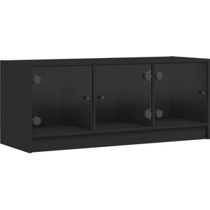 vidaXL-Tv-meubel-met-glazen-deuren-102x37x42-cm-zwart