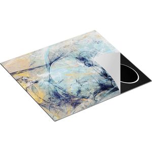 Chefcare Inductie Beschermer Abstracte Kunst - Rustige Blauwe en Gele Kleuren - 59x51 cm - Afdekplaat Inductie - Kookplaat Beschermer - Inductie Mat