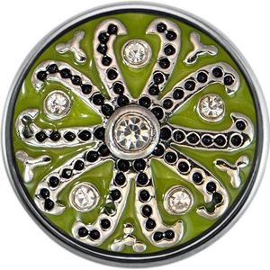 Quiges - Drukknoop Mini 12mm Bloem Symbool Groen - EBCMK033