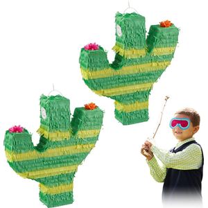 Relaxdays 2 x pinata cactus - piñata - verjaardag - zelf vullen - groen - kinderen