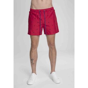 Urban Classics - Embroidery Zwemshorts - XL - Rood
