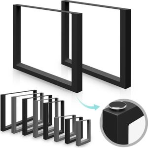 Miadomodo Set van 2 Tafelpoten - Metaal - Frame - Zwart - U-vorm - 30 x 43 cm