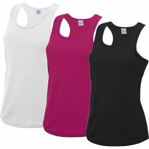 Voordeelset -  wit, roze en zwart sport singlet voor dames in maat Medium - Dameskleding sport shirts