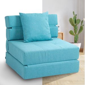 Slaapstoel - Uitklapbaar - Slaapbank - Logeerbed - Zetelbed - Slaapfauteuil - Vouwbed - 1 persoons - Zeer comfortabel - Lichtblauw