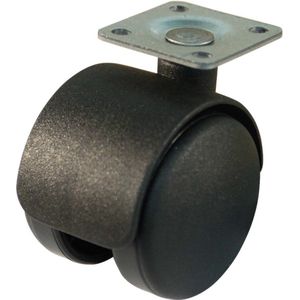 Zwenkw-Dubb 50mm Pl36x36 Kunstst - Gl - 70Kg