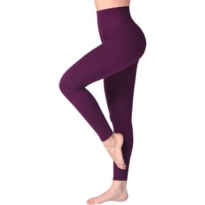 Legging met Hoge Taille voor Vrouwen - Boterachtig Zacht Niet Transparante Legging Voor Buikcontrole, Plus-maat Workout Gym Yoga Rekbare Broek - kleur paars - maat L,XL