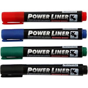 Power Liner, lijndikte 1,5-3 mm, zwart, blauw, groen, rood, 4stuk/ 1 doos