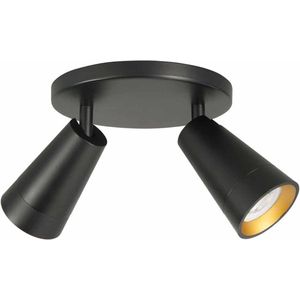 Moderne spot Petunia | 2 lichts | zwart / goud | kunststof / metaal | Ø 18 cm | Ø 5,5 cm | hal / woonkamer lamp | modern / strak design