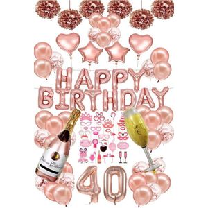 40 jaar verjaardag versiering Rose goud - Feestartikelen 40 jaar - Verjaardag decoratie rose goud - 40 jaar feestartikelen - 40 jaar versiering - verjaardagscadeau 40 jaar - 40 jaar verjaardag ballonnen & slinger - Ballonnen rose goud