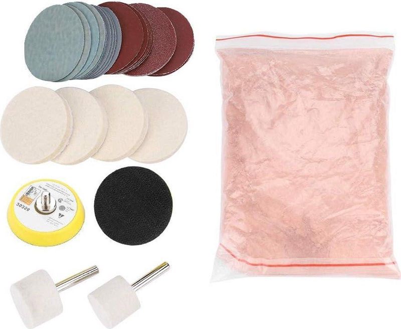 Glaspolijstset - Ceriumoxidepoeder - Vilt Polijstschijf - Krasverwijderset - Tool - Auto Glas Reparatie Kit .