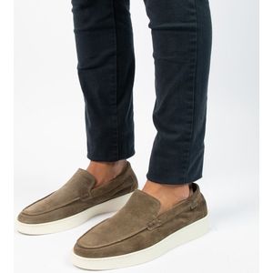 Manfield - Heren - Khaki suède loafers - Maat 46