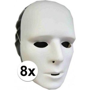 8x Witte grimeermaskers om zelf te versieren - Verkleedmaskers