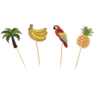 40x Tropisch/hawaii/zomers thema cocktailprikkers 10 cm - Feestartikelen/versieringen