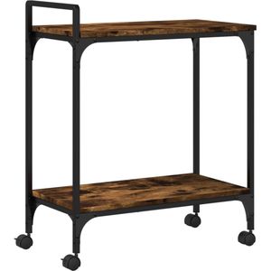 vidaXL - Keukentrolley,5x31x72,5 - cm - bewerkt - hout - gerookt - eikenkleurig