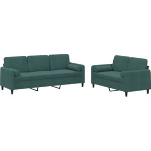 vidaXL Loungeset 2-delig - Fluweel - Donkergroen Loungeset - Bankstel - Fluweel Sofa - Donkere Groene Bank - Lounge Meubilair