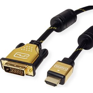 ROLINE GOLD Monitorkabel DVI - HDMI, M-M, (24+1) dual link, Retail Blister, 2 m