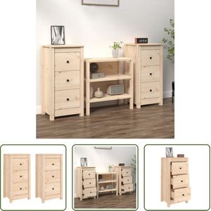 The Living Store Dressoirs Grenenhout - Set van 2 - 40 x 35 x 80 cm - Opbergkast met ruime opbergruimte