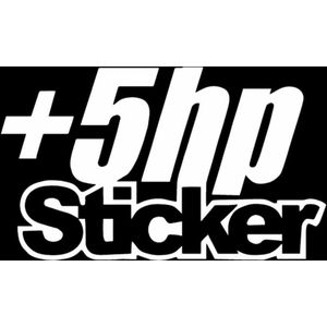 +5 HP Sticker - Autosticker - Grappige Auto Sticker Wit - Hoogwaardig Vinyl - Autostickers Wrap Folie - Geschikt voor Alle Automerken / Universeel